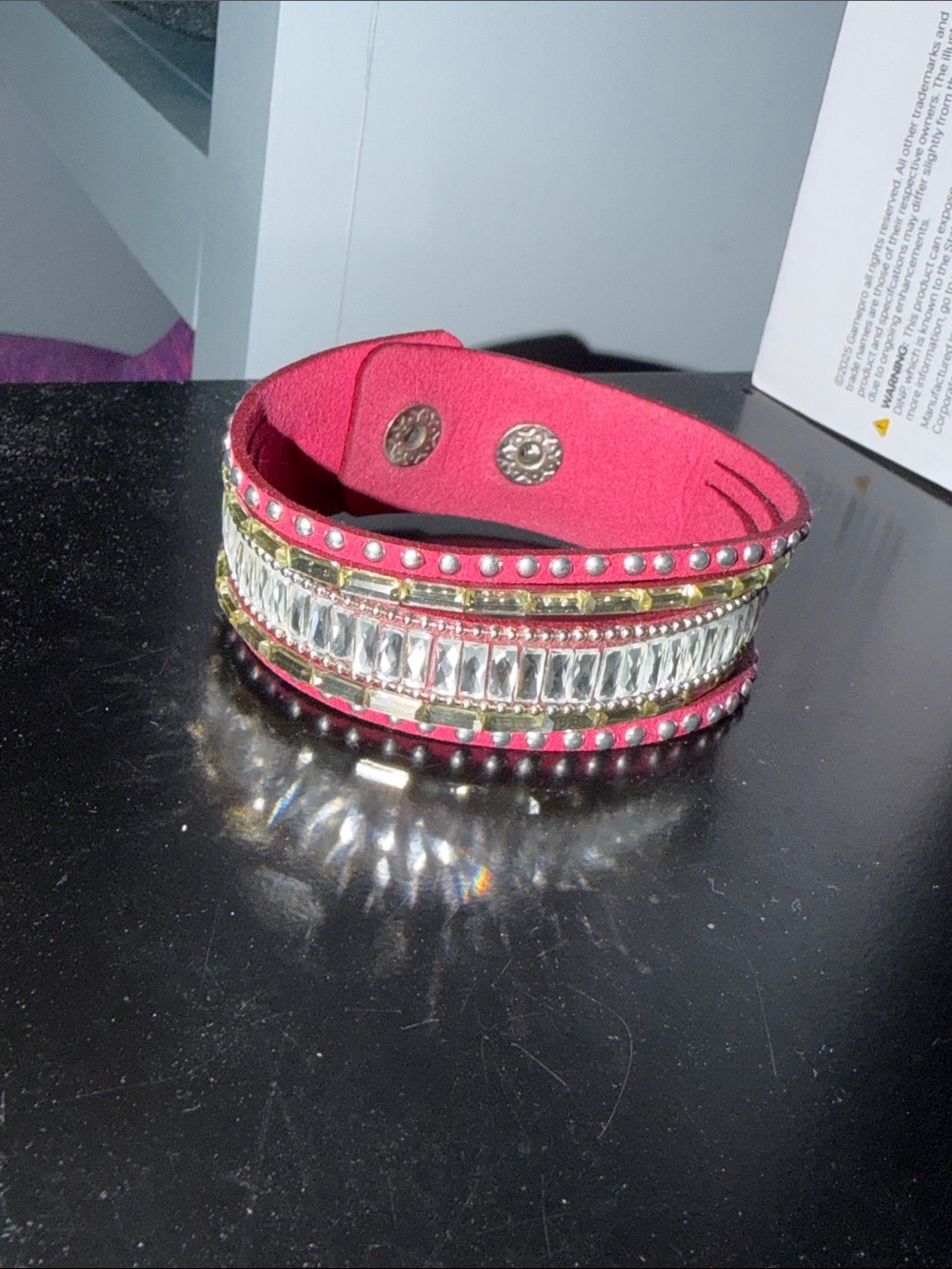 Pink Crystal Embellished Wrap Bracelet